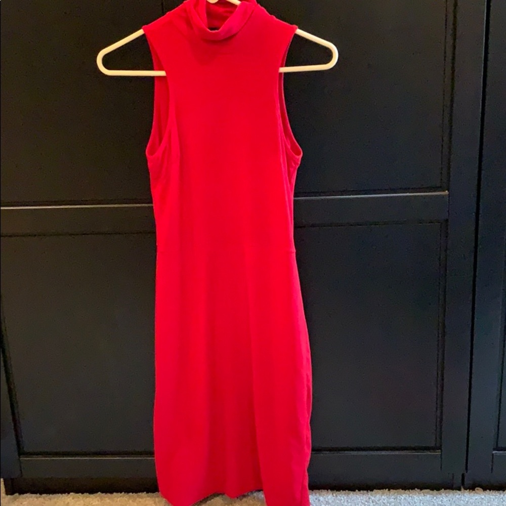 Sexy Red dress, mock turtleneck